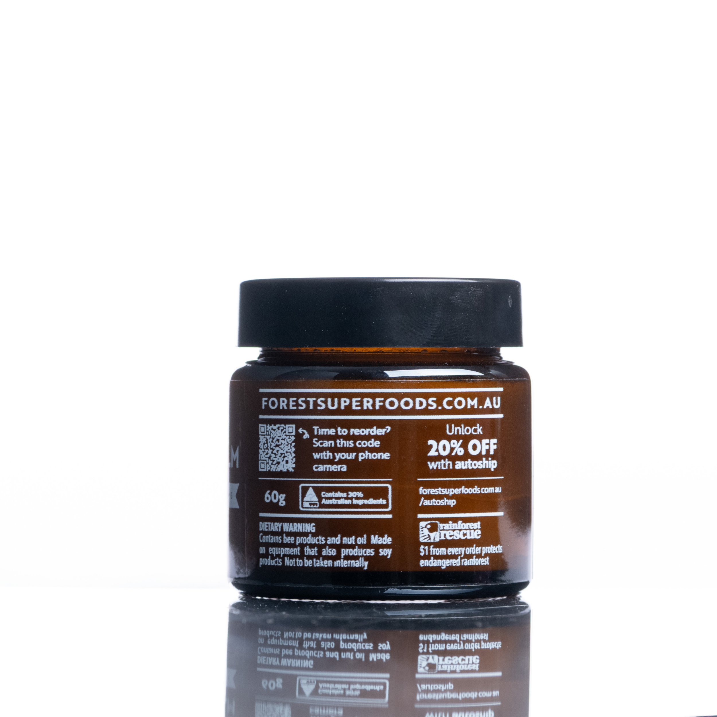 Bee Repair Balm in amber jar by Forest Super Foods, natural skin soothe and moisture repair made in Australia