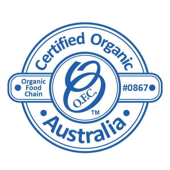 Certified organic Australia logo representing Organic Food Chain for Australian Greens Whole Food Powder by Forest Super Foods