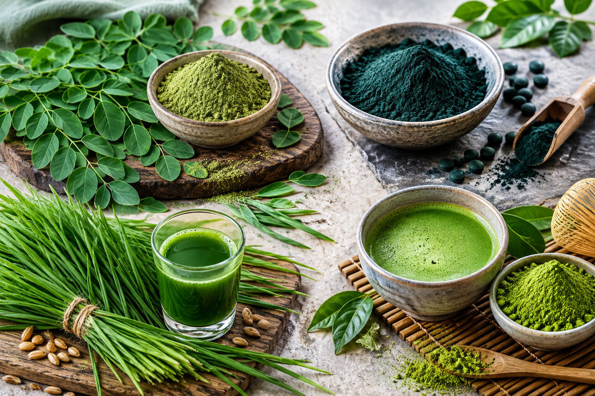 Moringa vs Spirulina, Wheatgrass and Matcha
